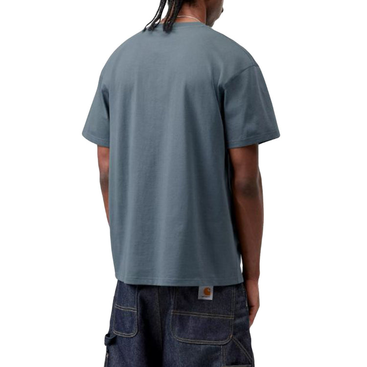 S/S AMERICAN SCRIPT T-SHIRT OFFICE BLUE - Maglietta Girocollo Uomo Blu I029956 3GBXX CARHARTT WIP 