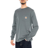 L/S Pocket T-Shirt Velvet Green - Maglietta Girocollo Maniche Lunghe Uomo Verde Uomo CARHARTT WIP