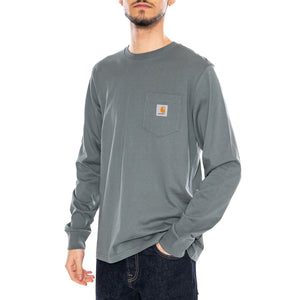 L/S Pocket T-Shirt Velvet Green - Maglietta Girocollo Maniche Lunghe Uomo Verde I030437 3GDXX CARHARTT WIP 