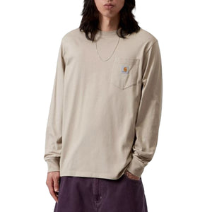 L/S POCKET T-SHIRT PUDDLE - Maglietta Girocollo Maniche Lunghe Uomo Grigia I030437 3GEXX CARHARTT WIP 