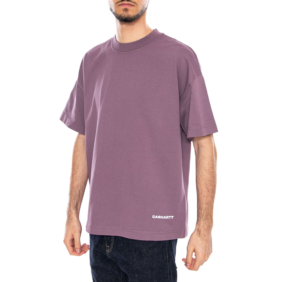 S/S Link Script T-Shirt Phlox / White - Maglietta Girocollo Uomo Viola I031373 3BSXX CARHARTT WIP 