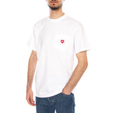 S/S POCKET HEART T-SHIRT WHITE/RED - Men's White Crew Neck T-Shirt Men CARHARTT WIP