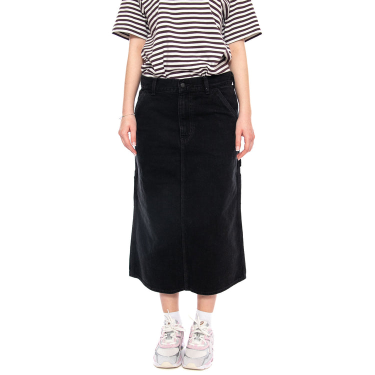 W' Single Knee Skirt Black - Gonna Denim Jeans Nera I034224 8906 CARHARTT WIP 