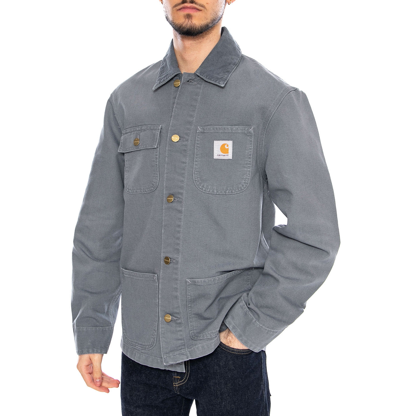 Michigan Coat Cozy Blue / Cozy Blue - Giacca con Bottoni Uomo Blu I034787 3MC4O CARHARTT WIP 