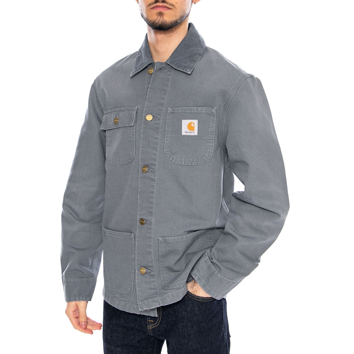 Michigan Coat Cozy Blue / Cozy Blue - Giacca con Bottoni Uomo Blu I034787 3MC4O CARHARTT WIP 