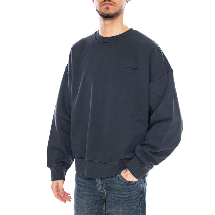 Benton Sweat Carbon - Felpa Girocollo Uomo Nera I035436 3IWGD CARHARTT WIP 