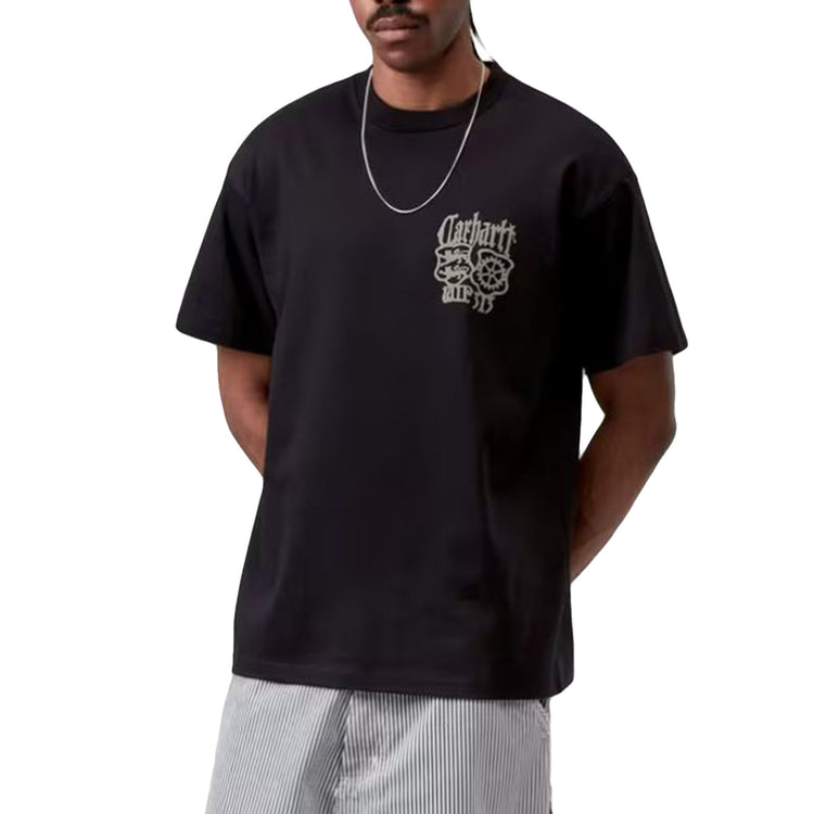 S/S COMMUTING TALES T-SHIRT BLACK - Maglietta Girocollo Uomo Nera I036010 89XX CARHARTT WIP 