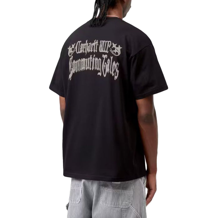 S/S COMMUTING TALES T-SHIRT BLACK - Maglietta Girocollo Uomo Nera I036010 89XX CARHARTT WIP 