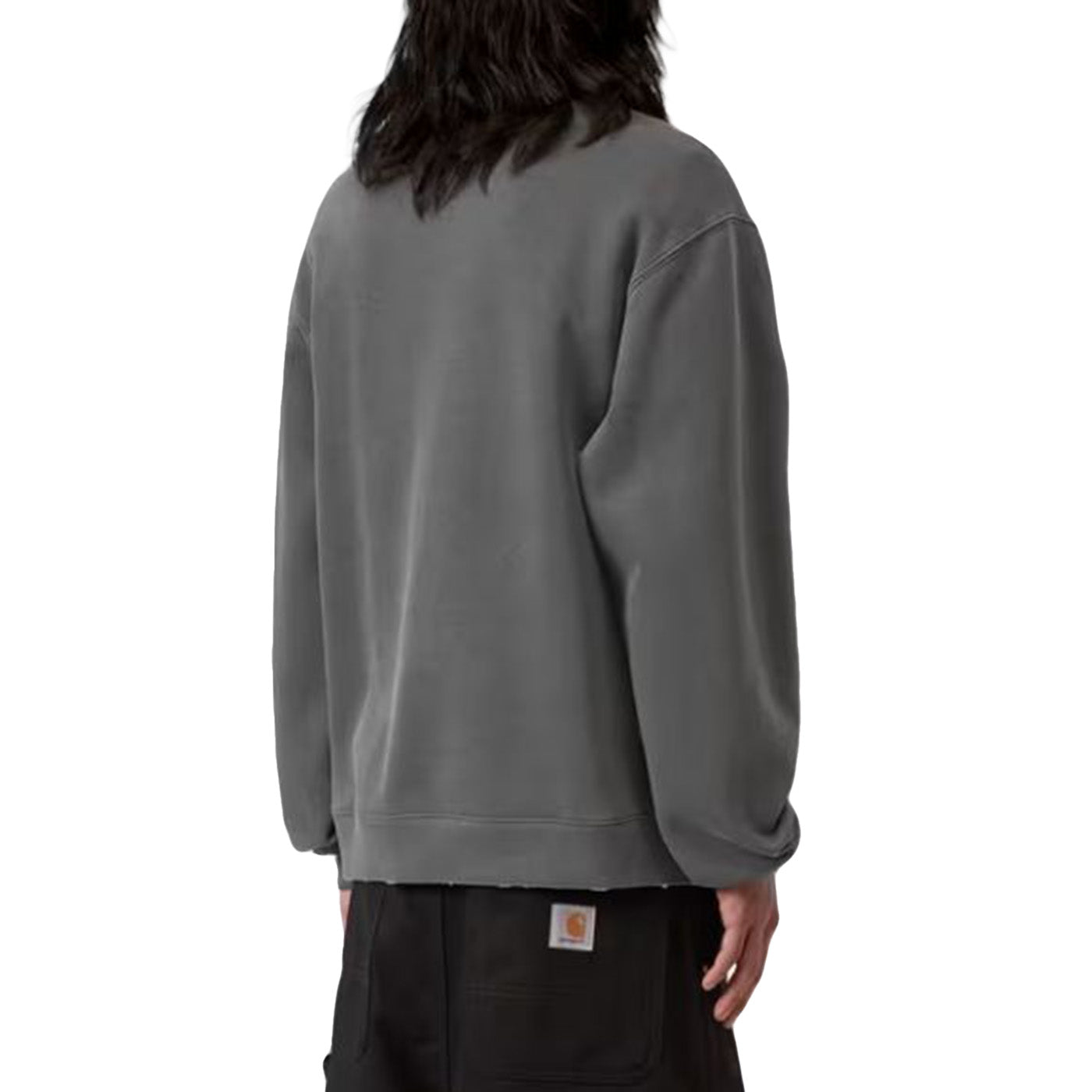 TORION SWEAT BLACK / GRIND WASH - Felpa Girocollo Uomo Nera Washed I036054 89B7 CARHARTT WIP 
