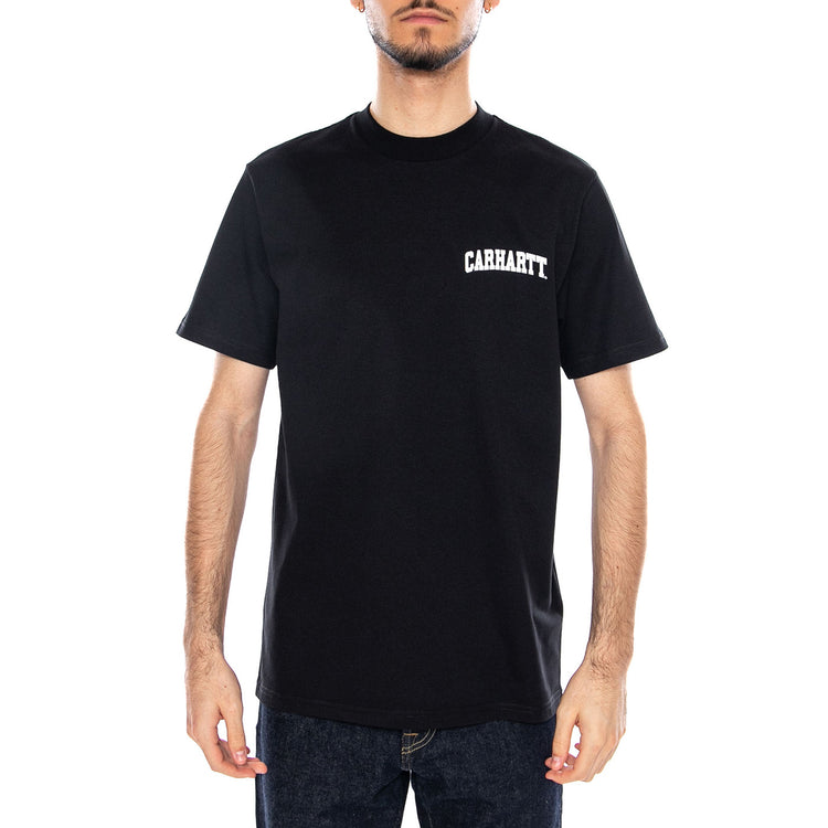 S/S University Script T-Shirt Black / White - Maglietta Girocollo Uomo Nera I036110 0D2XX CARHARTT WIP 
