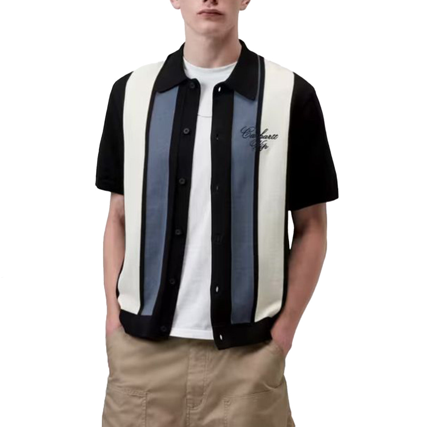 S/S MELLO KNIT SHIRT MELLO STRIPE BLACK - Camicia Maniche Corte Uomo Multicolore I036159 3ONXX CARHARTT WIP 