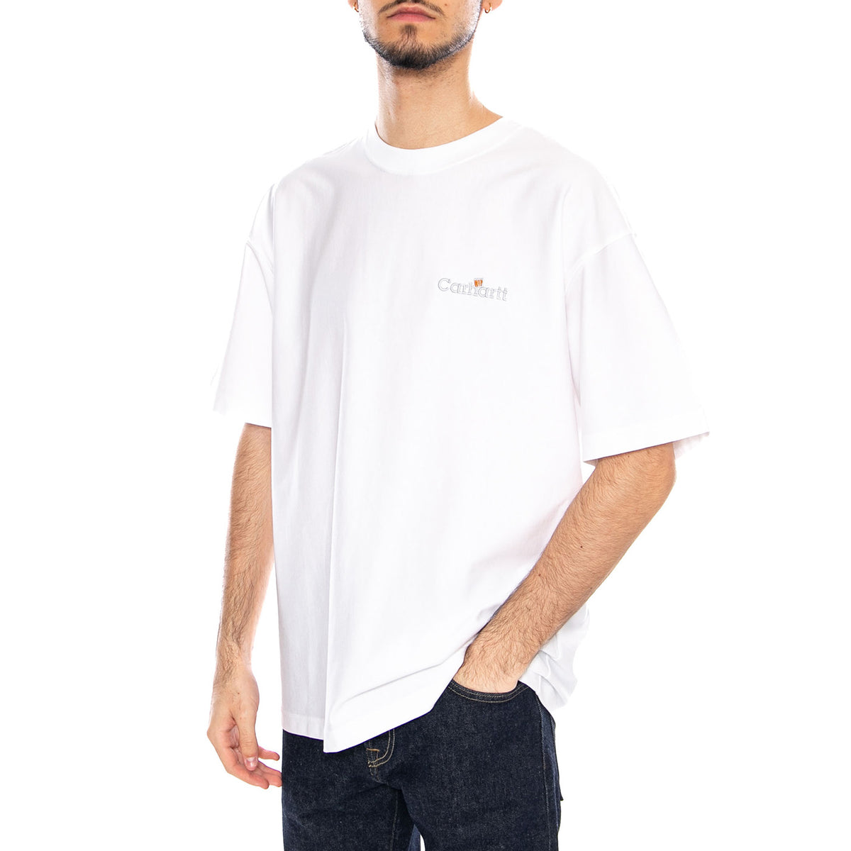 S/S WIP Label T-Shirt White - Maglietta Girocollo Uomo Bianca I036180 02XX CARHARTT WIP 