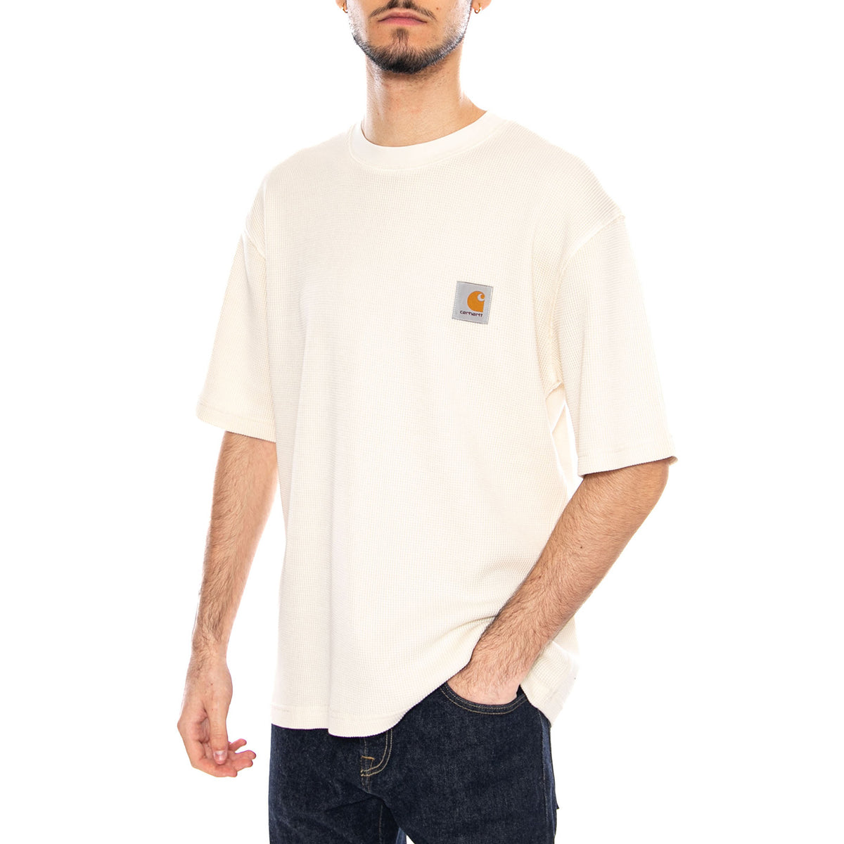 S/S Nelson Waffle T-Shirt Natural - Maglietta Girocollo Uomo Crema I036185 05GD CARHARTT WIP 