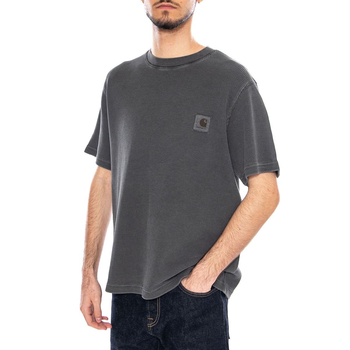 S/S Nelson Waffle T-Shirt Black - Maglietta Girocollo Uomo Nera I036185 89GD CARHARTT WIP 