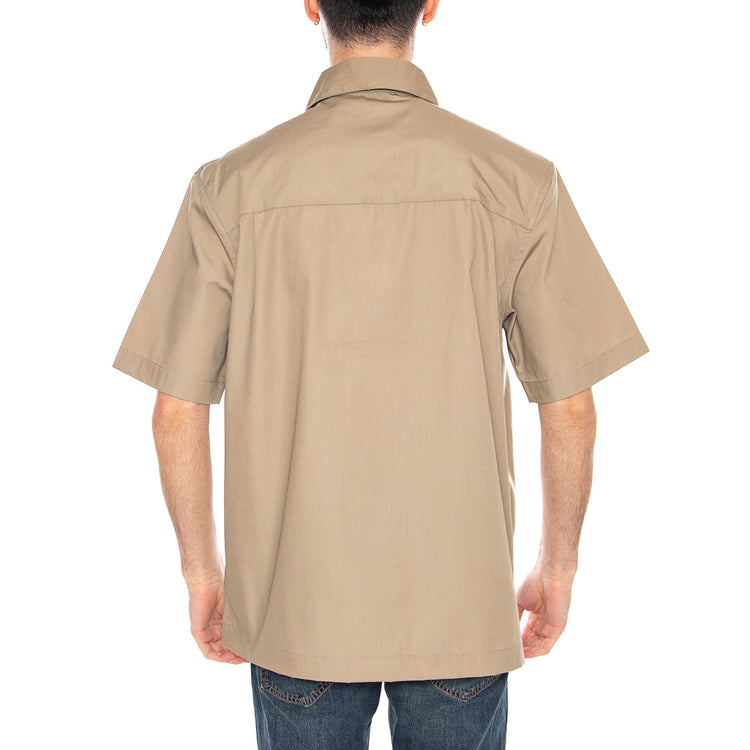 S/S Postal Zip Shirt Iroko / Black - Camicia Maniche Corte Uomo Beige I036189 3MSXX CARHARTT WIP 