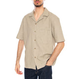 Nilio MS Shirt Stone Green - Camisa Mangas Cortas Hombre Beige / Verde  Hombre ELVINE