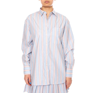 CAMICIA M/L BLU MULTICOLOR - Camicia Donna Blu CF1054 48C LACOSTE 
