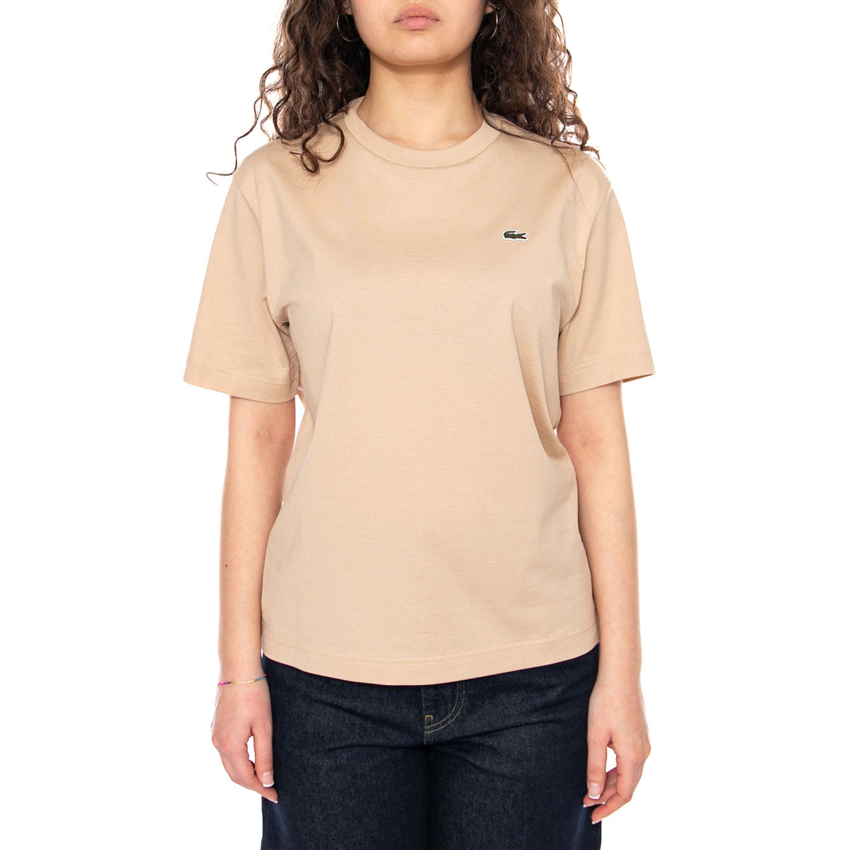 T-SHIRT Beige - Maglietta Girocollo Donna Beige TF7215 X6F LACOSTE 