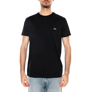 T-SHIRT BLACK - Maglietta Girocollo Uomo Nera TH6709 031 LACOSTE 
