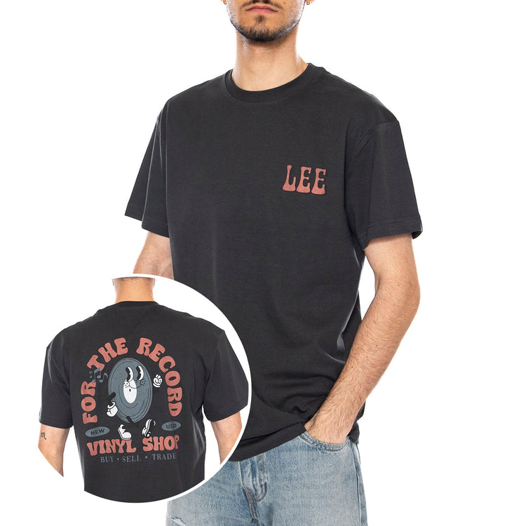LEE VINYL TEE WASHED BLACK - Maglietta Girocollo Uomo Nera 112376460 BLK LEE 