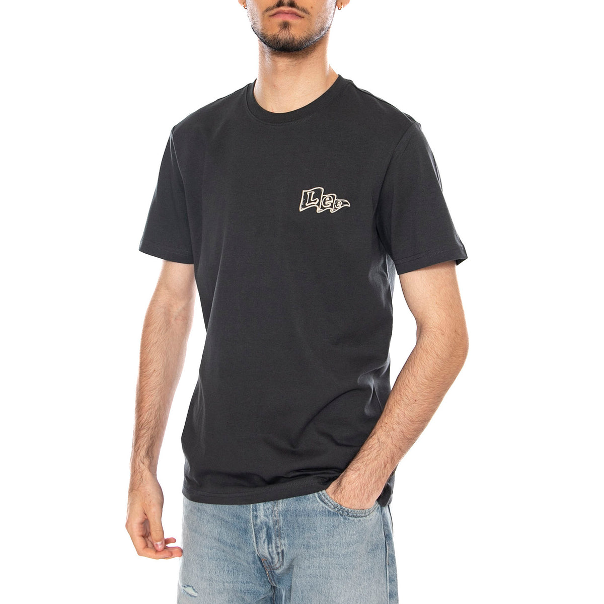 LEE FLAG TEE WASHED BLACK - Maglietta Girocollo Uomo Nera 112376473 BLK LEE 