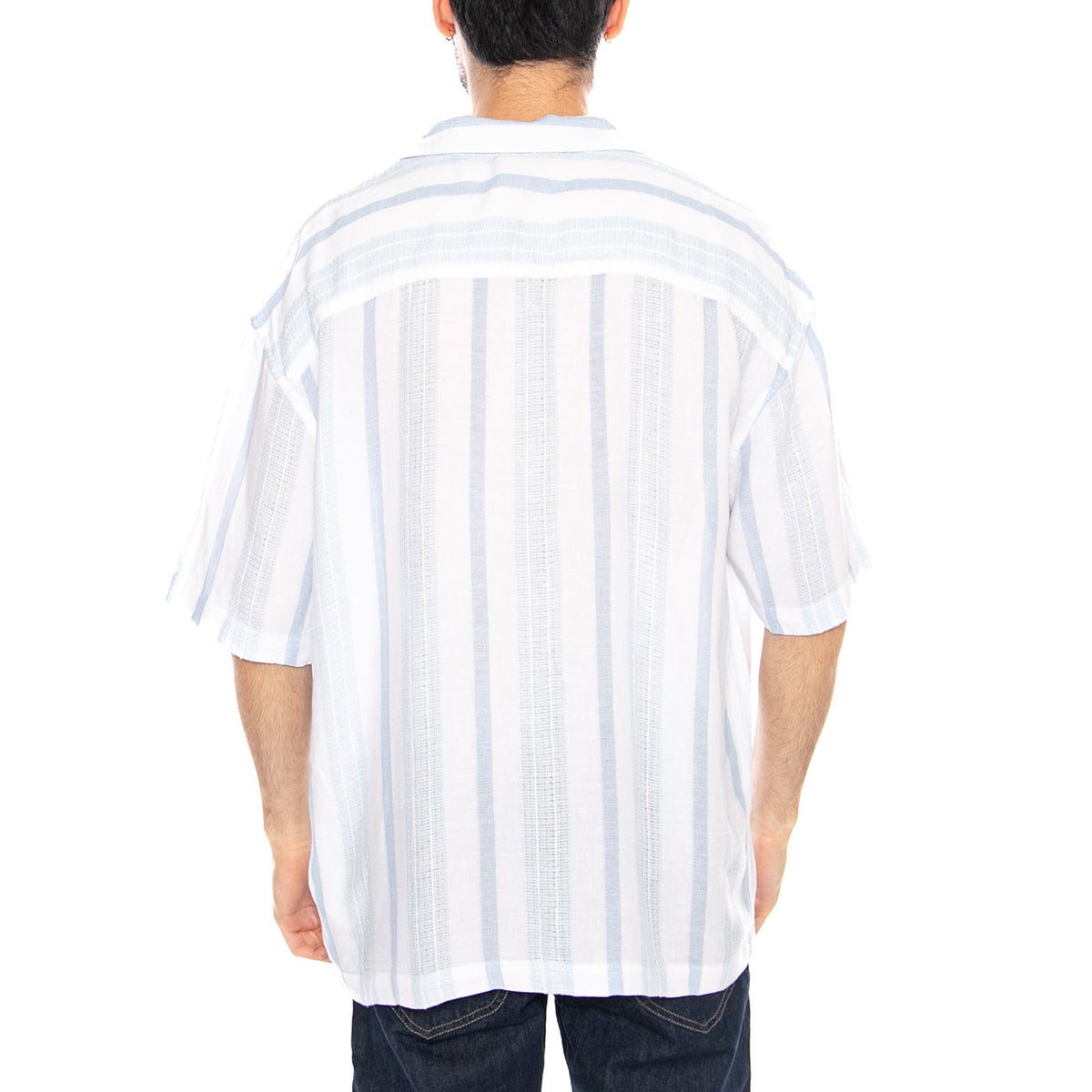 RLX Resort Shirt Beau Blue Stripe White - Camicia Maniche Corte Uomo Bianca / Blu 112378527 BL LEE 