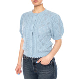 Pauline Pointelle Ss Cardi - Glacier Lake Novelty Stitch - Women's Short Sleeve Cardigan Green Women's LEVIS