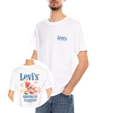 SS Relaxed Fit Tee - Coastal Creative Fresh And Smooth Pumice Stone - T-shirt Ras du Cou Homme Blanc avec Impression  Homme LEVIS