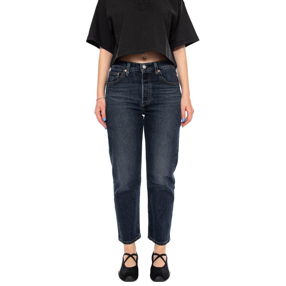 501 CROP APPLY NOW BLUE - Pantaloni Denim Jeans Aderenti Donna Blu 36200 0342 LEVIS 