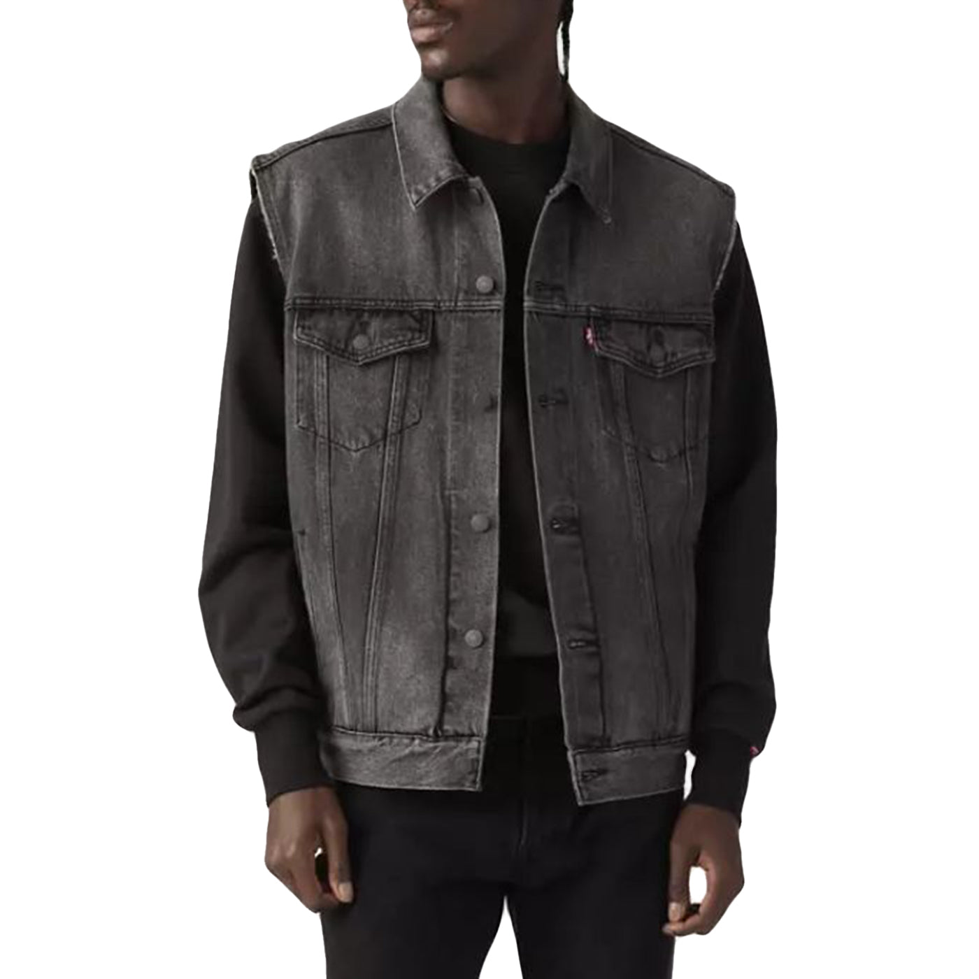 GILET TRUCKER BLACK - Gilet Denim Jeans Uomo Nero A5789 0001 LEVIS 