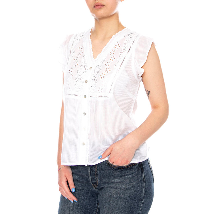 BLOUSE WHITE - Camicia Smanicata Donna Bianca 4.61.051.12 100 MD'M 