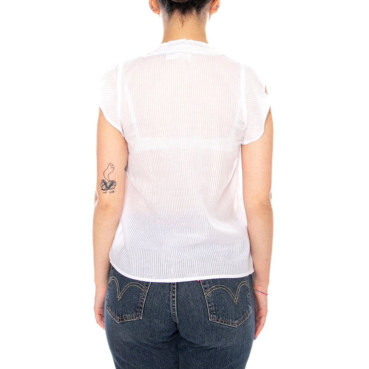 BLOUSE WHITE - Camicia Smanicata Donna Bianca 4.61.051.12 100 MD'M 
