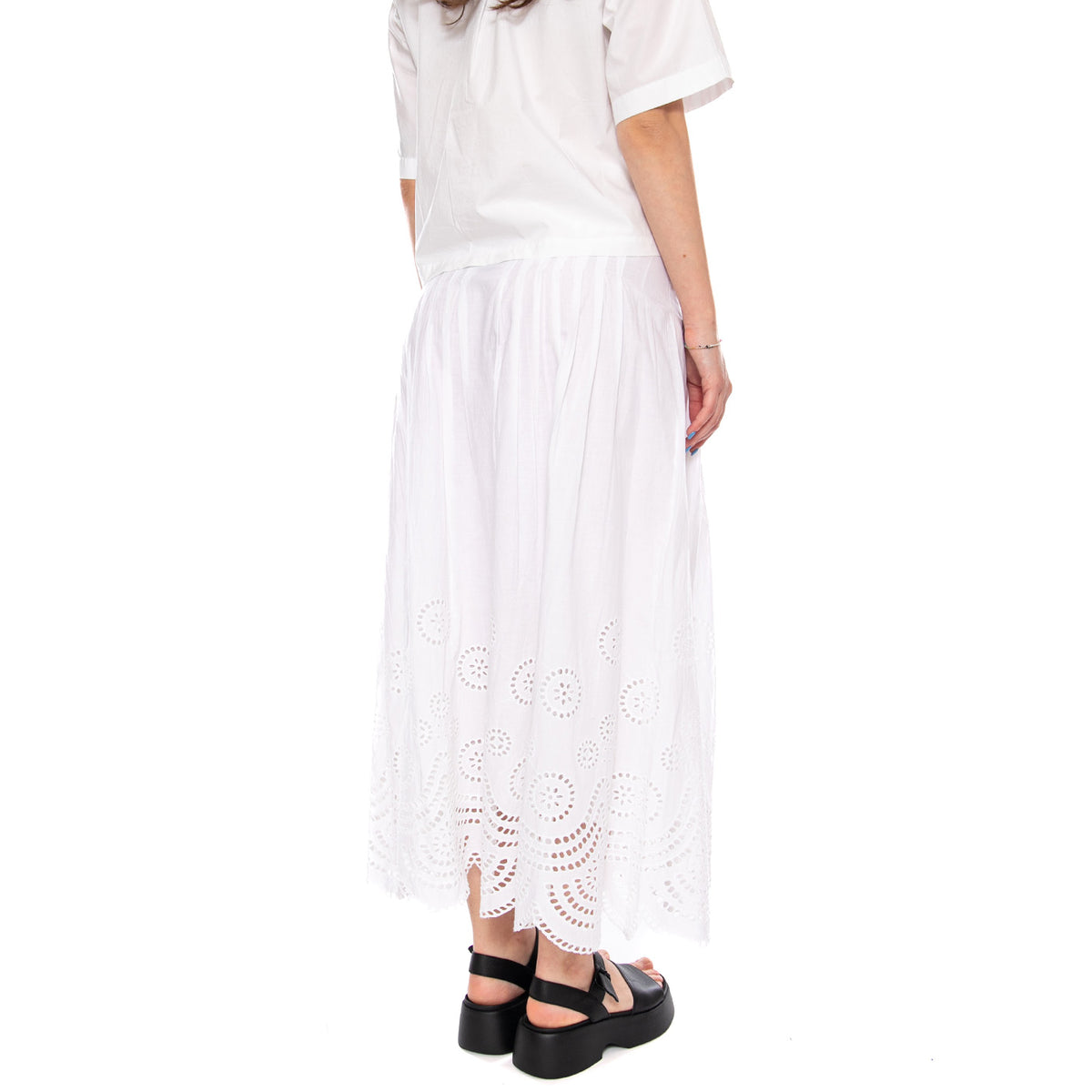SKIRTS WHITE - Gonna Lunga in Cotone Bianca 4.69.051.11 100 MD'M 