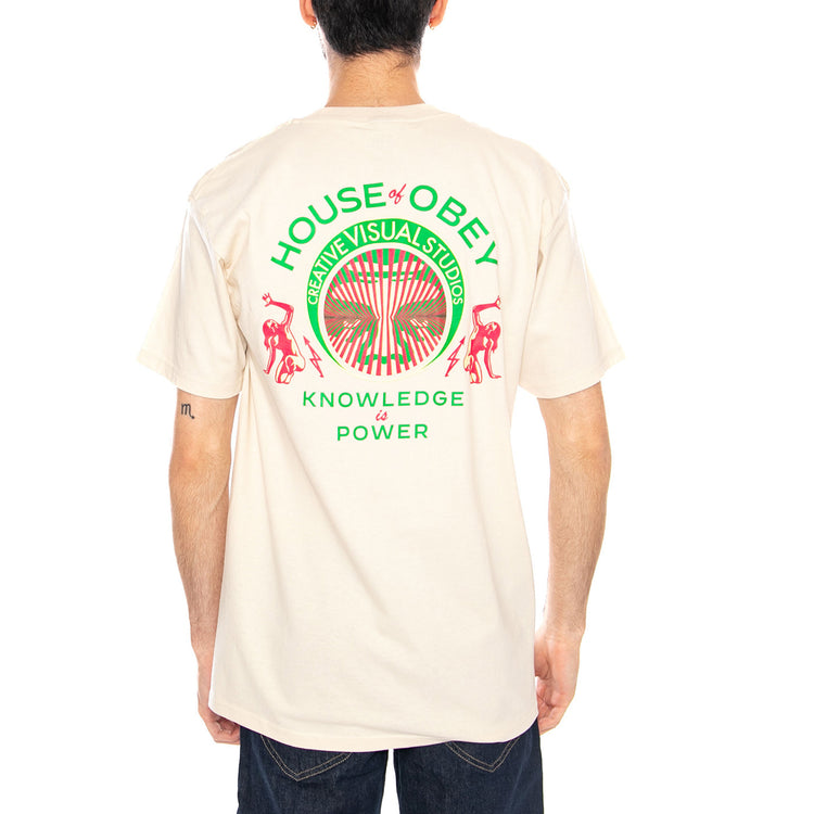 Obey Knowledge Is Power Tee Cream - Maglietta Girocollo Uomo Beige 165264298 CRM OBEY 