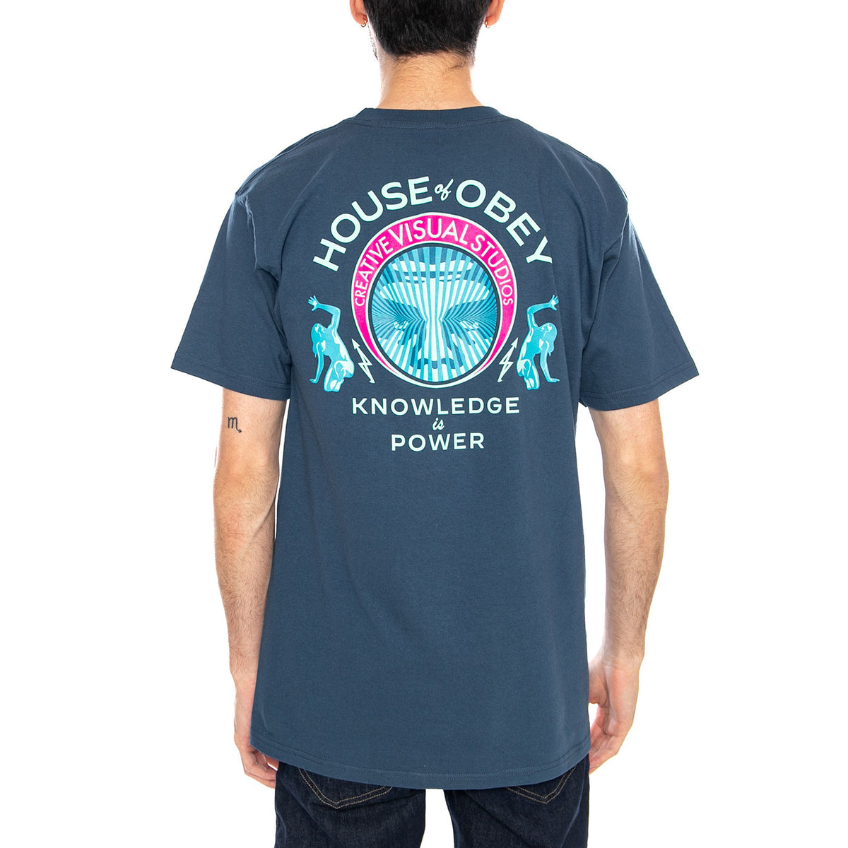 OBEY KNOWLEDGE IS POWER TEE Harbour Blue - Maglietta Girocollo Uomo Blu 165264298 HBU OBEY 