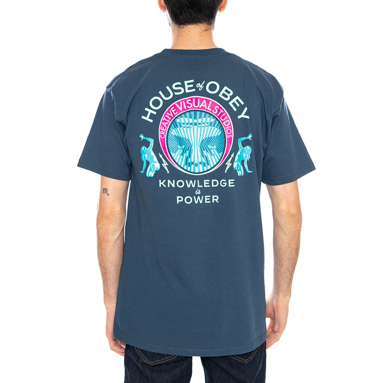 OBEY KNOWLEDGE IS POWER TEE Harbour Blue - Maglietta Girocollo Uomo Blu 165264298 HBU OBEY 