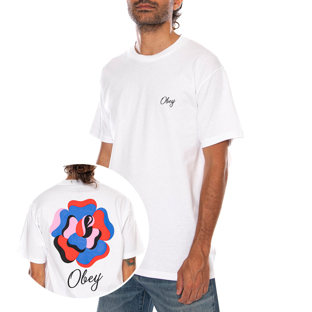 OBEY PAPER ROSE TEE WHITE - Maglietta Girocollo Uomo Bianca 165264300 WHT OBEY 