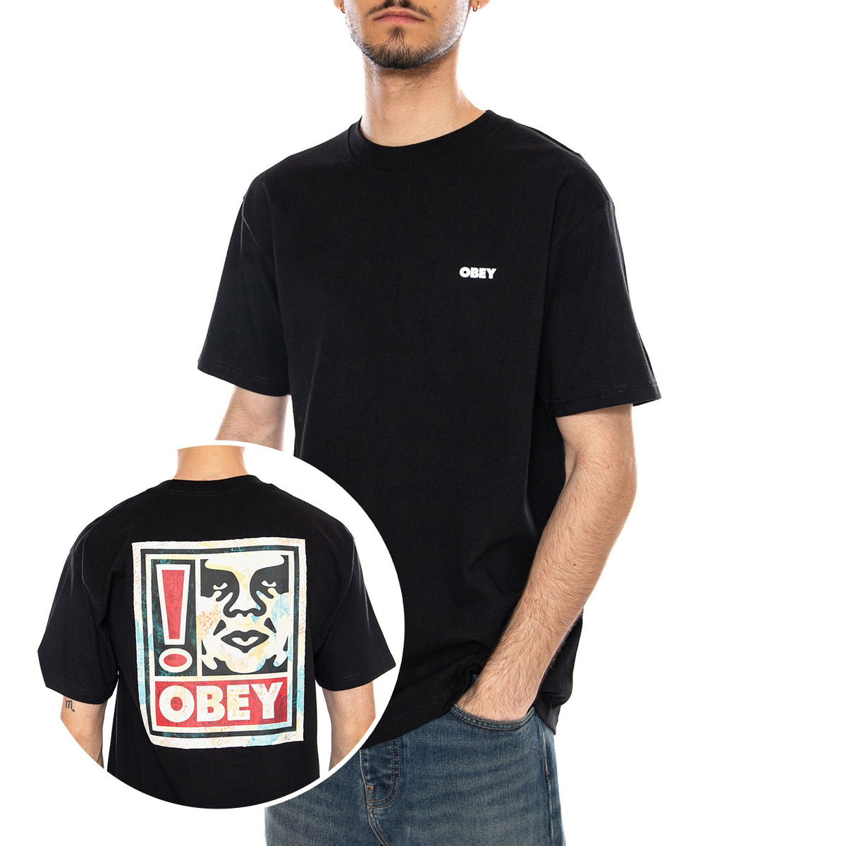 OBEY EXCLAMATION TEE - Maglietta Girocollo Uomo Nera 165264328 BLK OBEY 