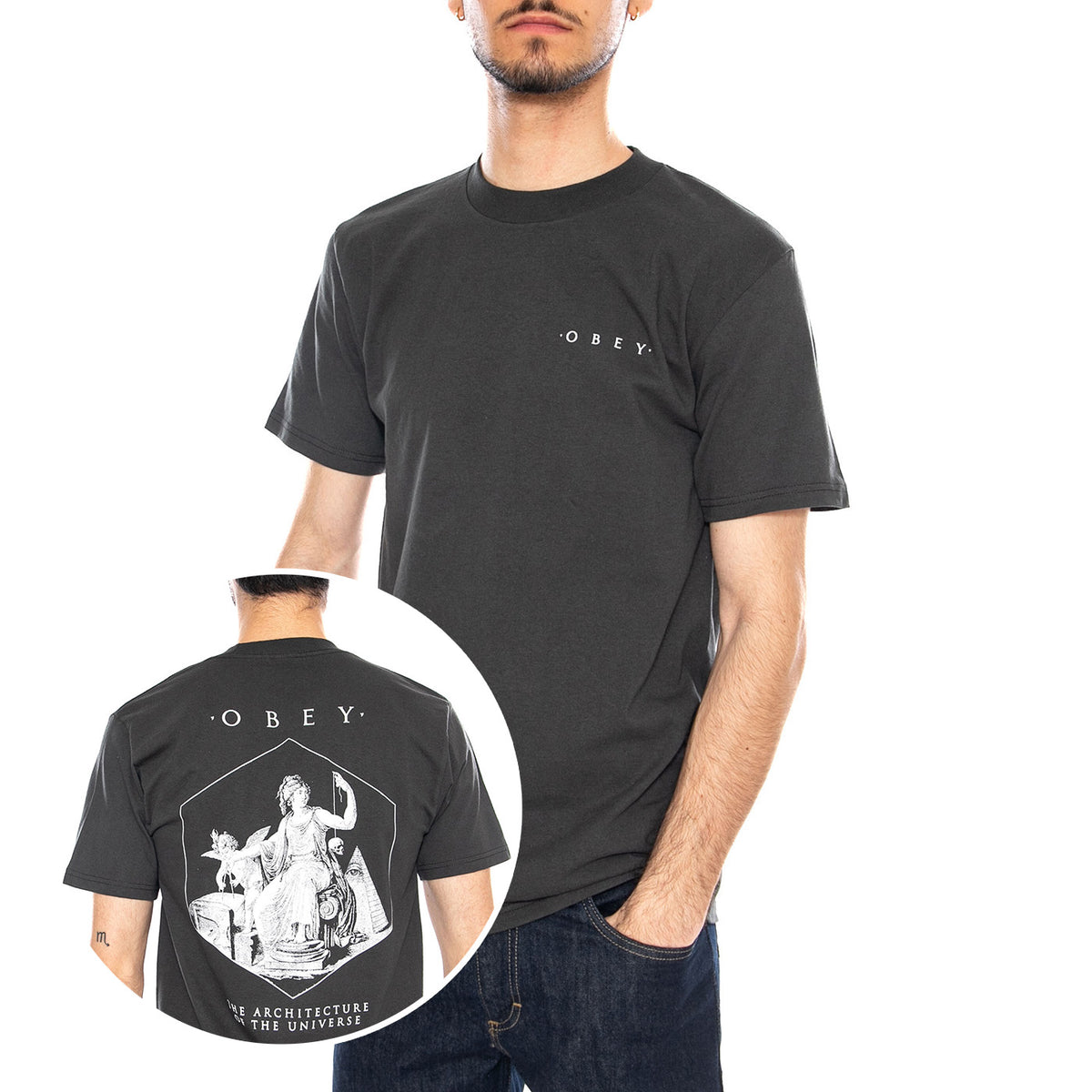 Obey Architecture of the Universe Tee Vintage Black - Maglietta Girocollo Uomo Nera 165264332 VBL OBEY 