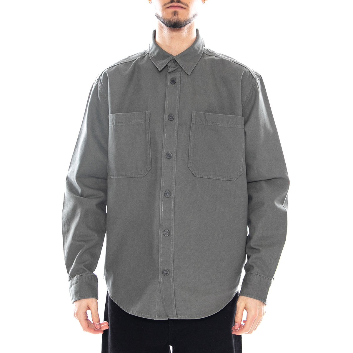 Onsalp Canvas Overshirt 0359 - Castor Gray - Camicia Uomo Grigia 22036879-VERDE CASTOR GRAY ONLY & SONS 