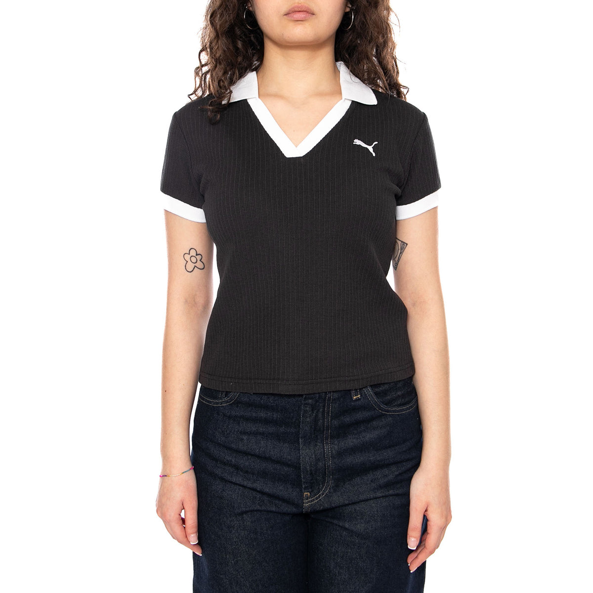 WARDROBE ESS Polo - Polo Donna Nera con Logo Puma 635395 01 PUMA 