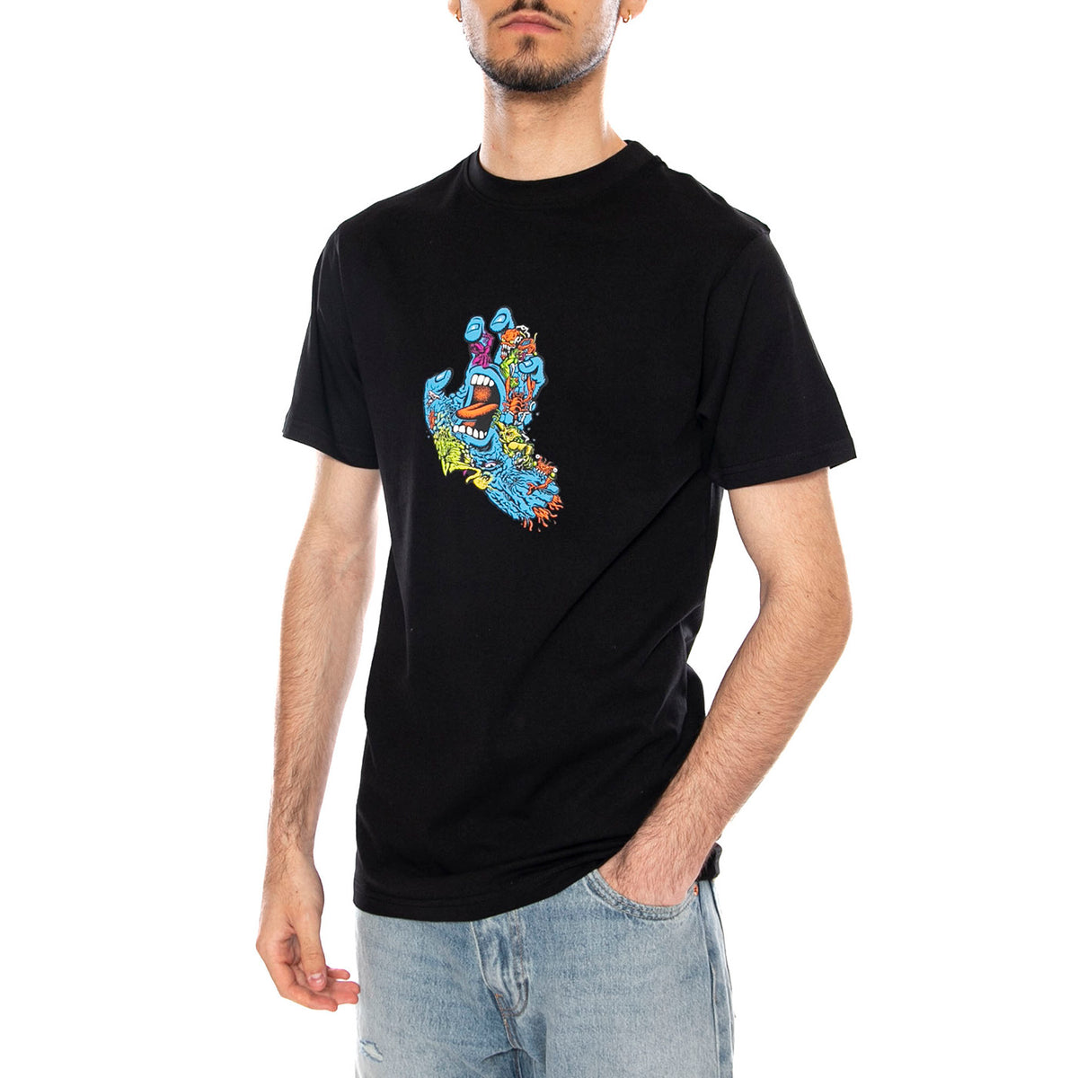 ROSKOPP SCREAMING FIVE FRNT - Maglietta Girocollo Uomo Nera SCA-TEE-13317 BLK SANTA CRUZ 