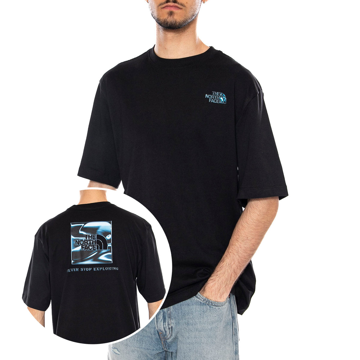 M LQD BOX NSE OS SS TEE - Maglietta Girocollo Uomo Nera NF0A8G9W JK31 THE NORTH FACE 