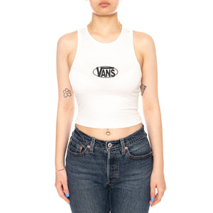 OVAL LOGO TANK EGRET - Canotta Donna Bianca VN000XDP C9F1 VANS 