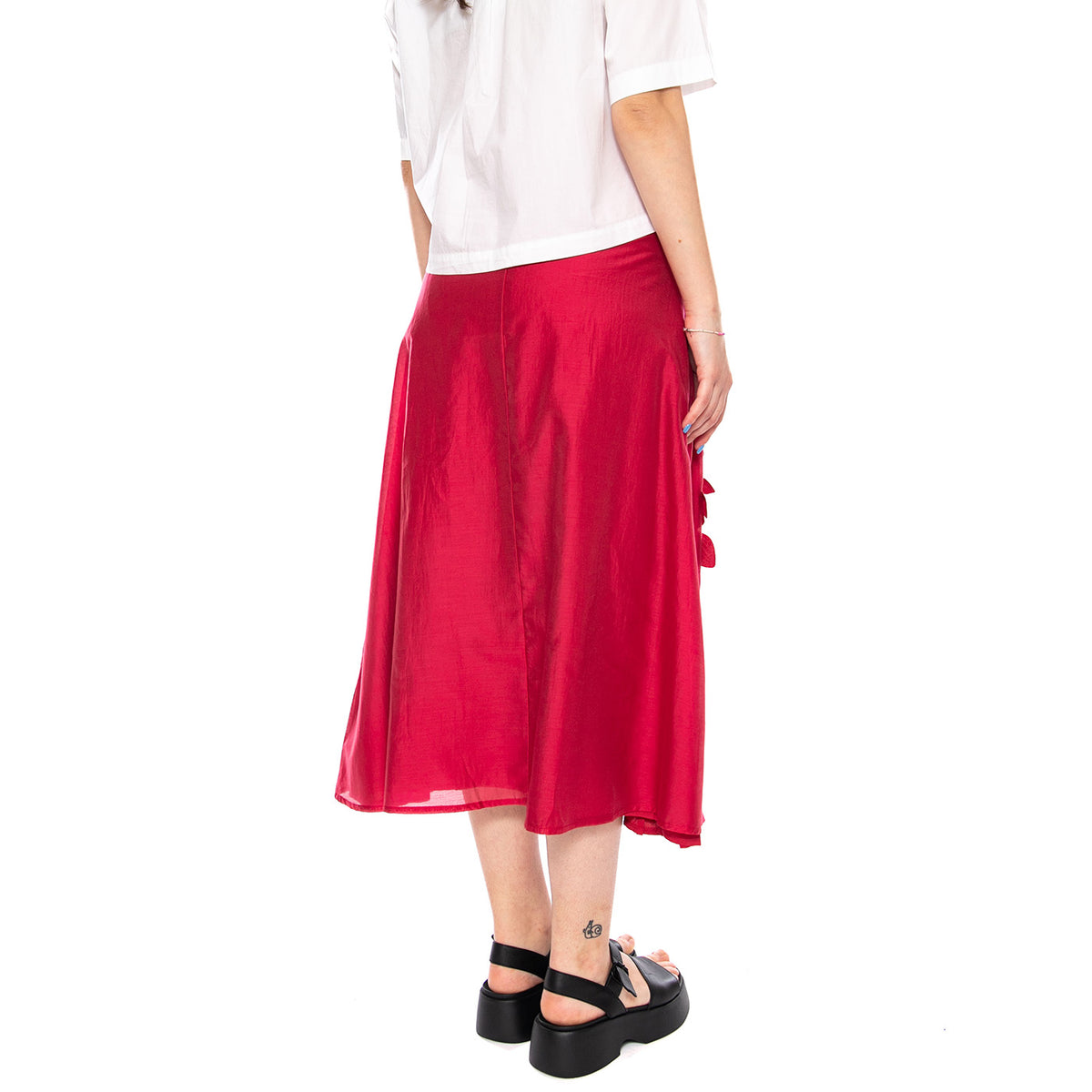 FALDA MIDI FLUIDA FUCSIA - Gonna Lunga Donna Viola 61W/11205 FCS WILD PONY 