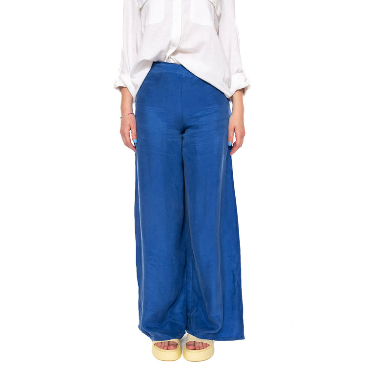 PANTALÓN CREPÉ AZUL - Pantaloni Larghi Donna Blu 61W/11219 BLUE WILD PONY 