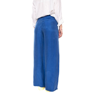 PANTALÓN CREPÉ AZUL - Pantaloni Larghi Donna Blu 61W/11219 BLUE WILD PONY 