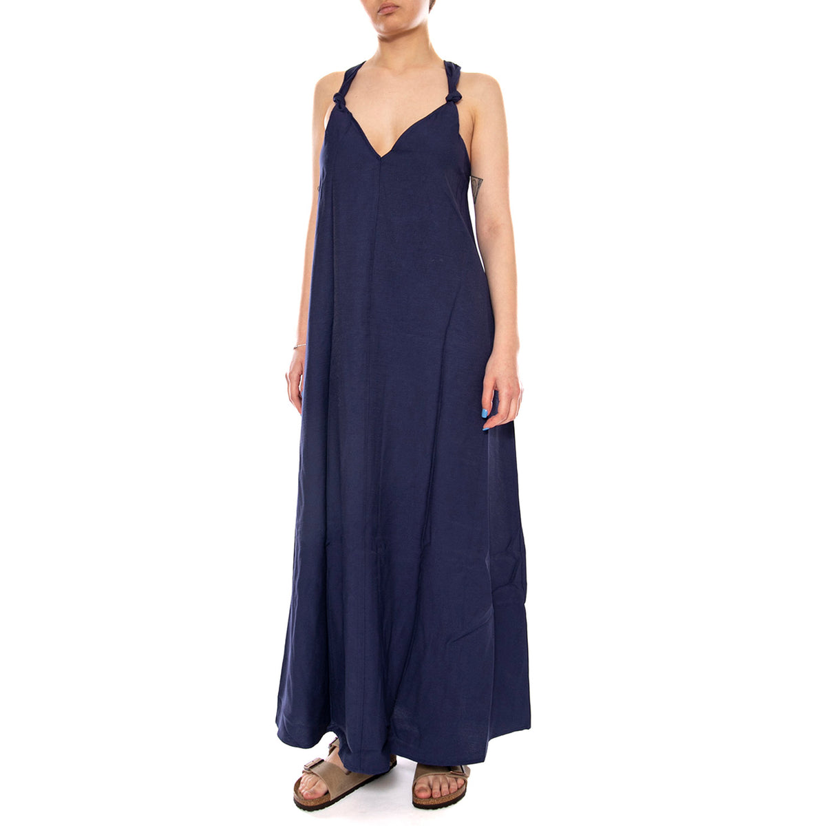 VESTIDO LARGO NAVY BLUE - Vestito Donna Lungo Blu Scuro 61W/11238 NVB WILD PONY 