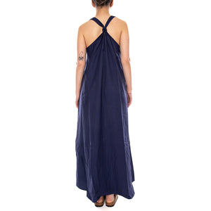 VESTIDO LARGO NAVY BLUE - Vestito Donna Lungo Blu Scuro 61W/11238 NVB WILD PONY 