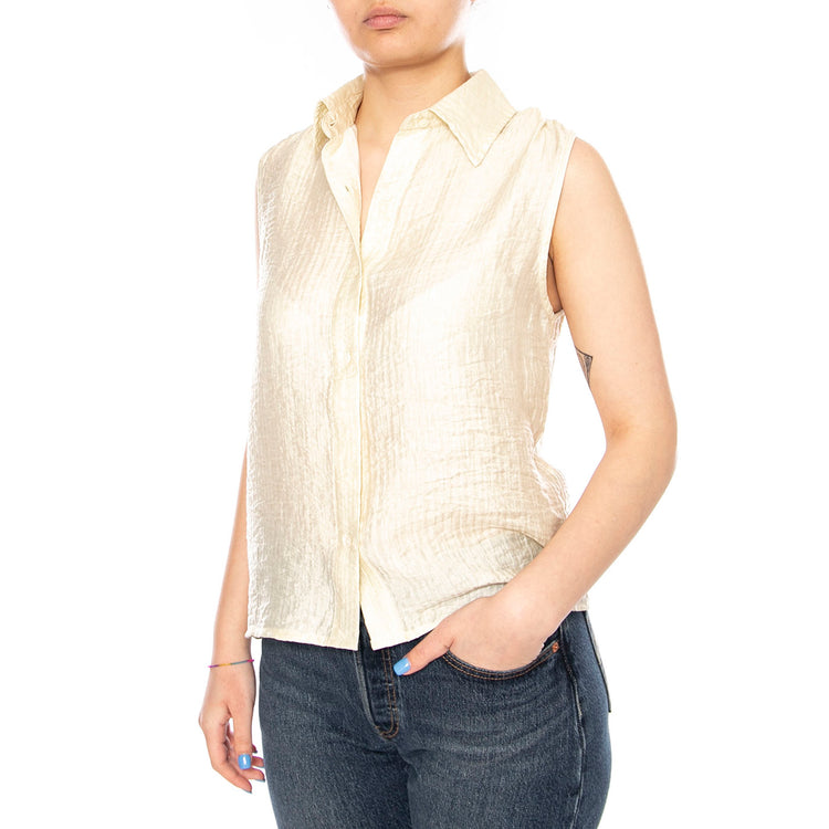 CAMISA TEXTURIZADA BLANCO ROTO ECRU - Top Donna Ecrù 61W/11241 ECR WILD PONY 